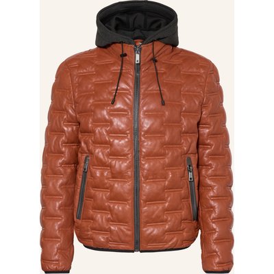 Milestone Lederjacke Msalonso Mit Herausnehmbarer Blende Und Abnehmbarer Kapuze braun