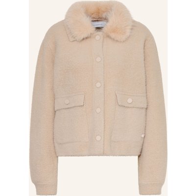 Rino & Pelle Strickjacke Nia Mit Abnehmbarem Kunstfell weiss