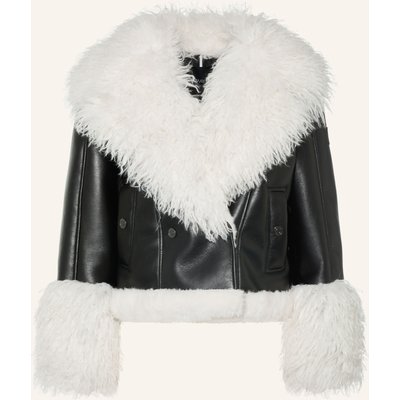 Marc Cain Jacke In Lederoptik Mit Kunstfell schwarz