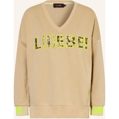Miss Goodlife Sweatshirt Mit Pailletten beige