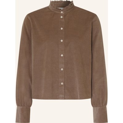 Marc O'polo Cordbluse Mit Rüschen beige