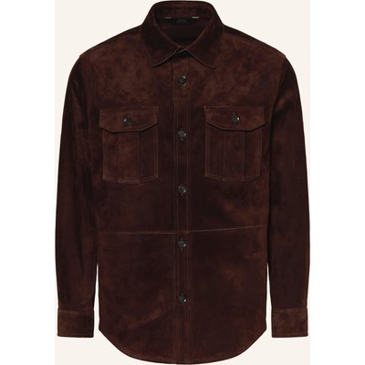 Brioni Leder-Overjacket Vagabond braun