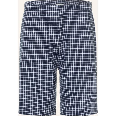 Mey Schlafshorts Serie White Check blau