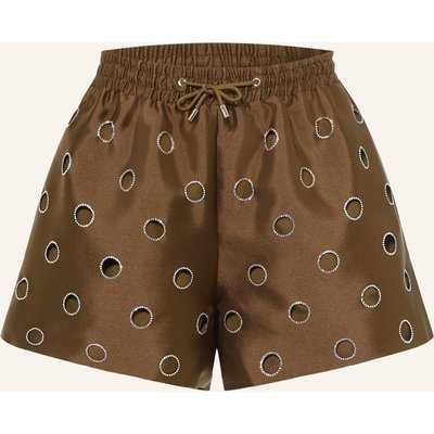 Sandro Satinshorts Mit Cut-Outs Und Schmucksteinen braun