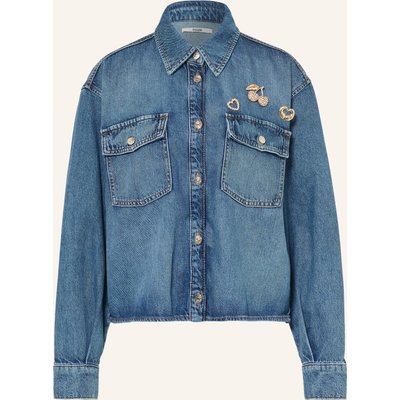 Maje Jeansjacke Mit Schmucksteinen Und Schmuckperlen blau