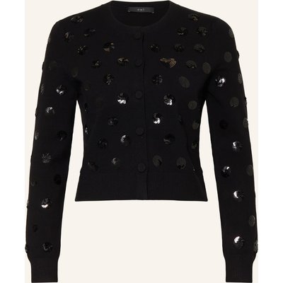 Oui Strickjacke Mit Pailletten schwarz