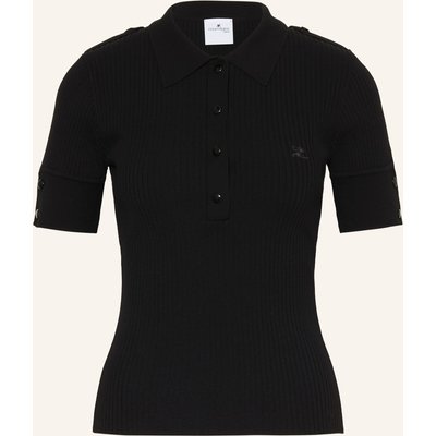 Courrèges Strick-Poloshirt schwarz