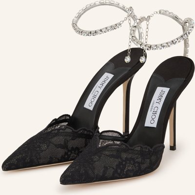 Jimmy Choo Slingpumps Saeda 100 Mit Schmucksteinen schwarz