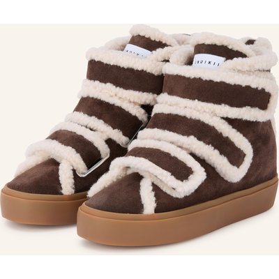 Inuikii Hightop-Sneaker Shearling Velcro Wedge braun