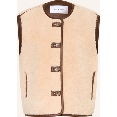 Mrs & Hugs Teddyfell-Weste beige