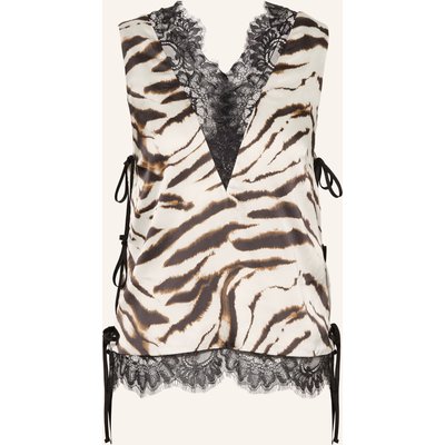 Ganni Satintop Mit Spitze beige