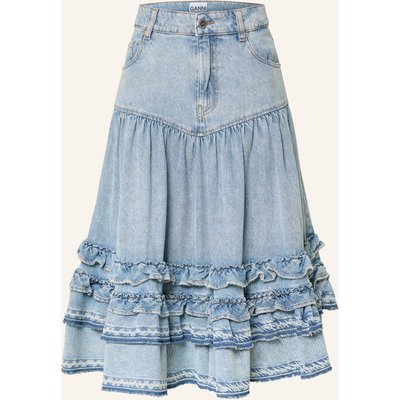 Ganni Jeansrock Mit Rüschen blau