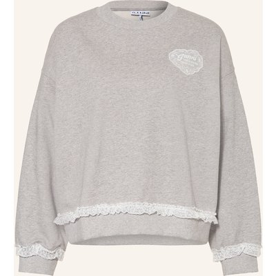Ganni Sweatshirt Mit Spitze grau