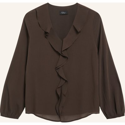 S.Oliver Black Label Blusenshirt Mit Volants braun