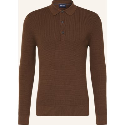 Olymp Strick-Poloshirt braun