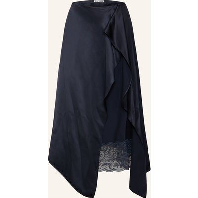 Acne Studios Satinrock In Wickeloptik Mit Spitze blau