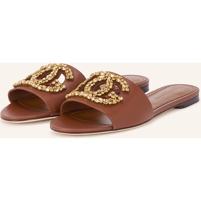 Dolce & Gabbana Pantoletten Mit Schmucksteinen braun