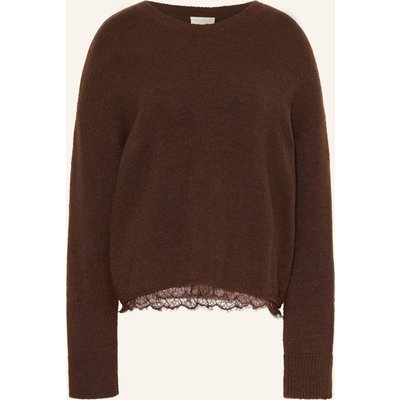Milano Italy Pullover Mit Spitze braun