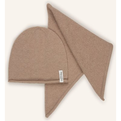 Marc O'polo Set: Dreiecktstuch Und Mütze beige