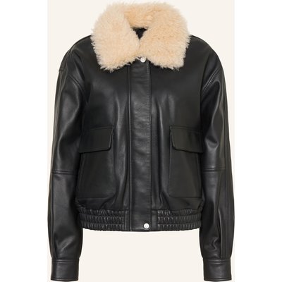 Mrs & Hugs Lederjacke Mit Abnehmbarem Kunstfell schwarz
