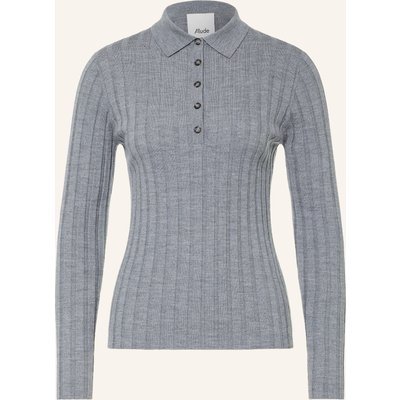 Allude Strick-Poloshirt grau