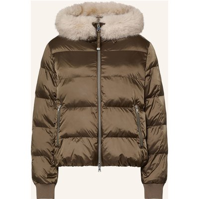 No.1 Como Steppjacke Mit Kunstfell beige