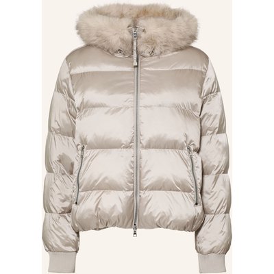 No.1 Como Steppjacke Mit Kunstfell grau