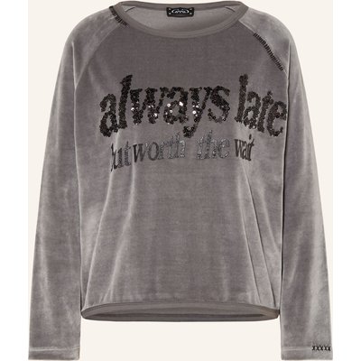 Grace Nickishirt Always Late Mit Pailletten grau