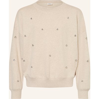 S.Oliver Red Sweatshirt Mit Schmucksteinen weiss