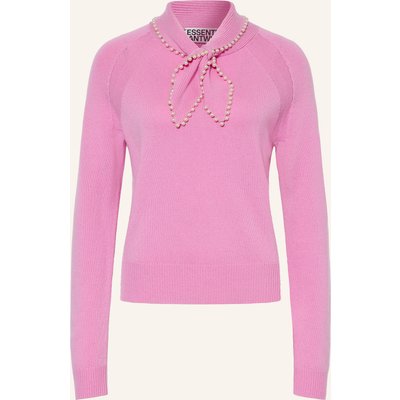 Essentiel Antwerp Pullover Kasa Mit Schluppe Und Schmuckperlen pink