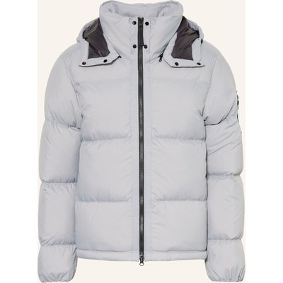 Stone Island Daunenjacke Mit Abnehmbarer Kapuze blau