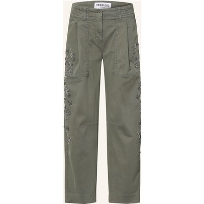 Cambio Barrel Jeans October Mit Schmucksteinen Und Pailletten gruen