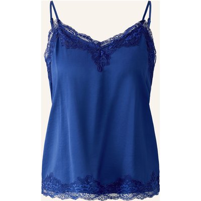 Oui Satintop Mit Spitze blau