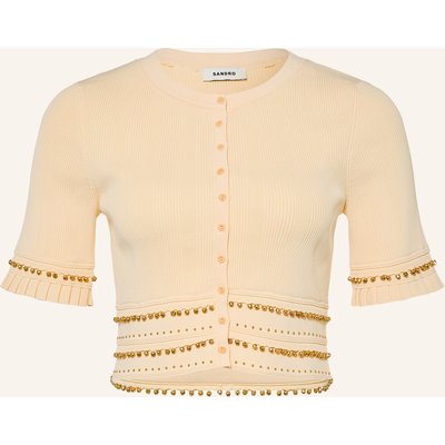 Sandro Cropped-Bluse Mit Nieten gelb