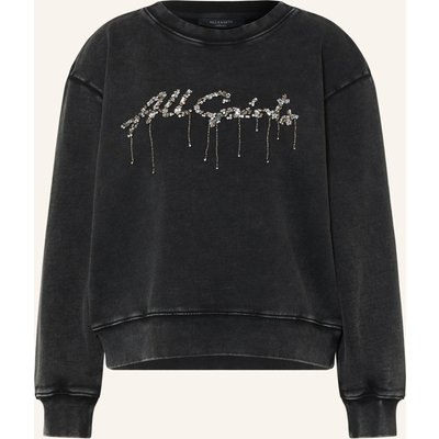 Allsaints Sweatshirt Pippa Mit Schmucksteinen Und Pailletten schwarz