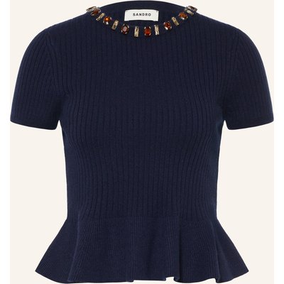 Sandro Strickshirt Mit Schmucksteinen blau