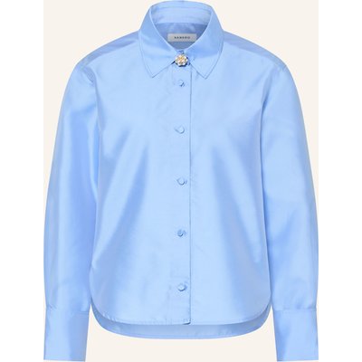 Sandro Hemdbluse Aus Satin Mit Schmuckperlen blau