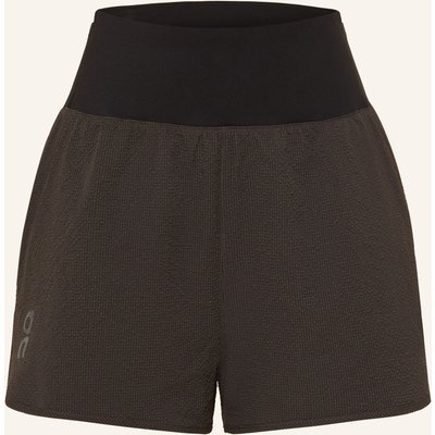 On 2-In-1-Laufshorts Performance Volt braun