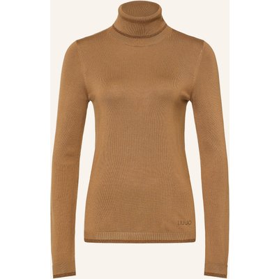 Liu Jo Rollkragenpullover Mit Glitzergarn Und Schmucksteinen beige