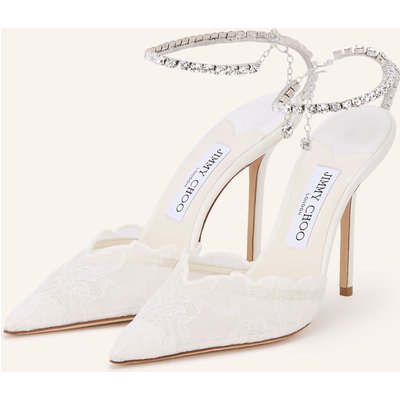 Jimmy Choo Slingpumps Saeda 100 Mit Schmucksteinen weiss