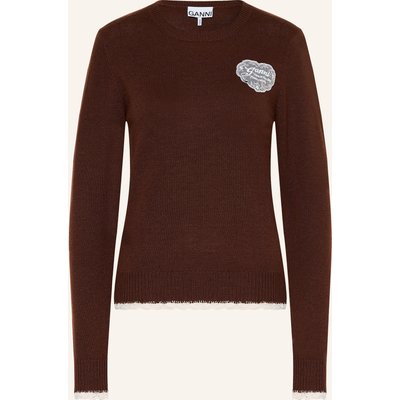 Ganni Pullover Mit Spitze braun