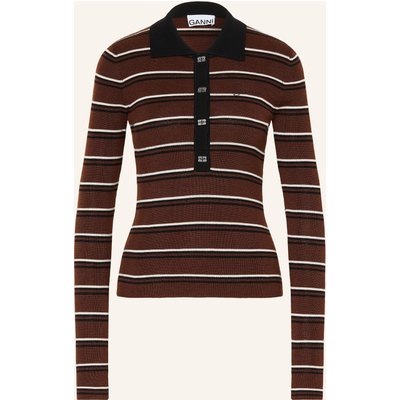 Ganni Strick-Poloshirt braun