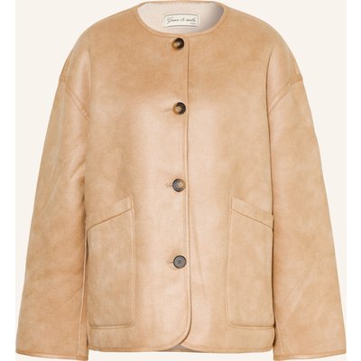 Grace & Mila Jacke Arwen In Lederoptik Zum Wenden beige