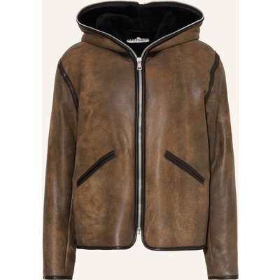 Our Legacy Lederjacke Mit Kunstfell braun