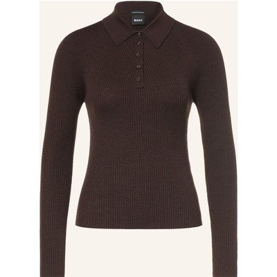 Boss Strick-Poloshirt Faelina braun