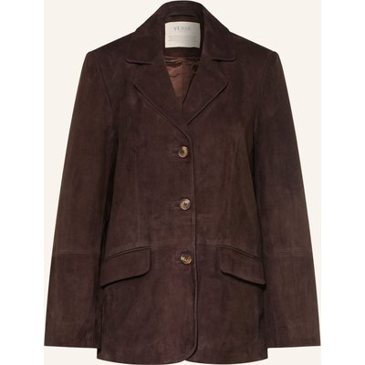 Yerse Lederblazer Suede braun