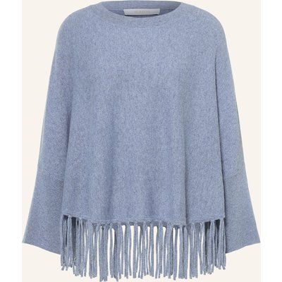 Herzens Poncho Maja Mit Cashmere blau