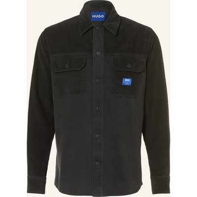 Hugo Cordhemd Ebrin Regular Fit Im Materialmix schwarz