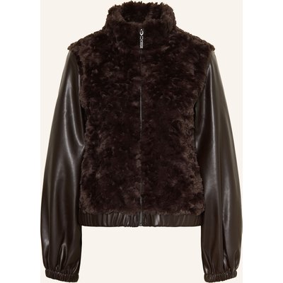 Monari Blouson Im Materialmix Mit Kunstfell braun