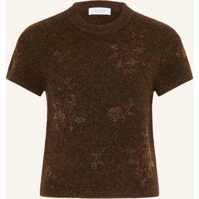 Rich & Royal Strickshirt Mit Schmuckperlen braun